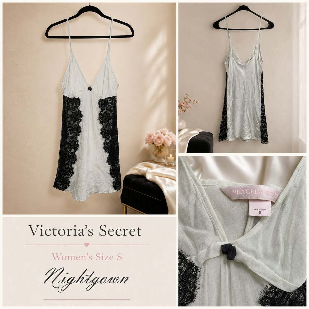 Victoria's Secret Green Black Floral Lace Babydoll Lingerie Chemise Size S